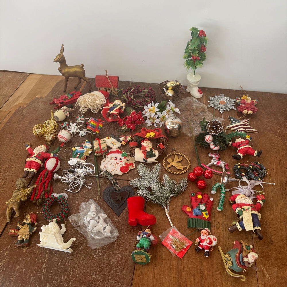 Vintage Modern Christmas Ornament Decor Faux Floral Accent Bundle Lot